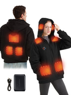 Unisex Electric Heated Fleece Pullover Sweatshirt with Included Battery Pack