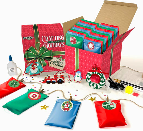 25-Day Craft Advent Calendar with Diamond Art and Paint by Number, Holiday Ornaments All Vera Mart