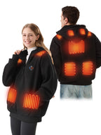 Unisex Electric Heated Fleece Pullover Sweatshirt with Included Battery Pack