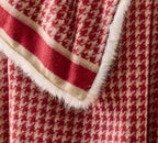 Reversible Houndstooth Fleece Throw Blanket with Soft Plush Faux Fur Backing