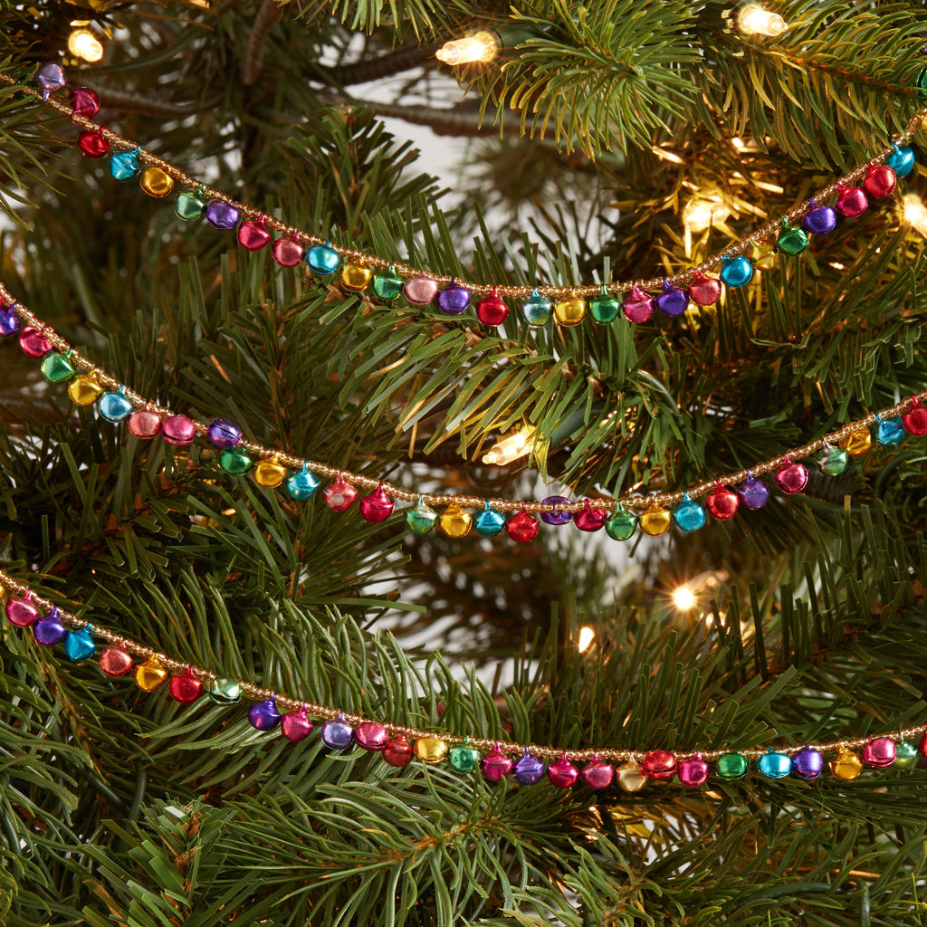 Rainbow Metal Bell Garland with Gold Bead Strand, 60 Inches All Vera Mart