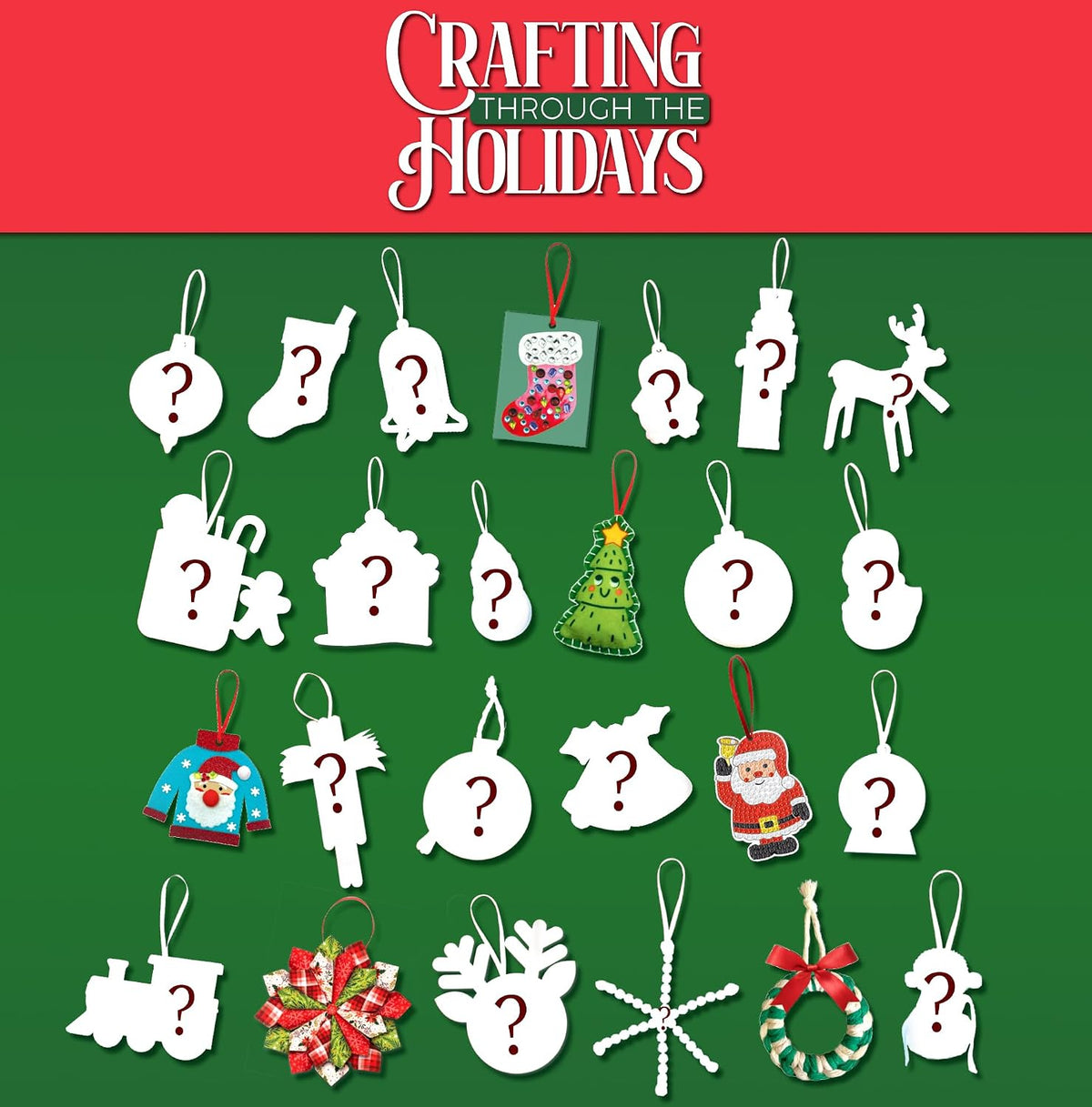 25-Day Craft Advent Calendar with Diamond Art and Paint by Number, Holiday Ornaments All Vera Mart