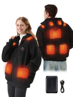 Unisex Electric Heated Fleece Pullover Sweatshirt with Included Battery Pack
