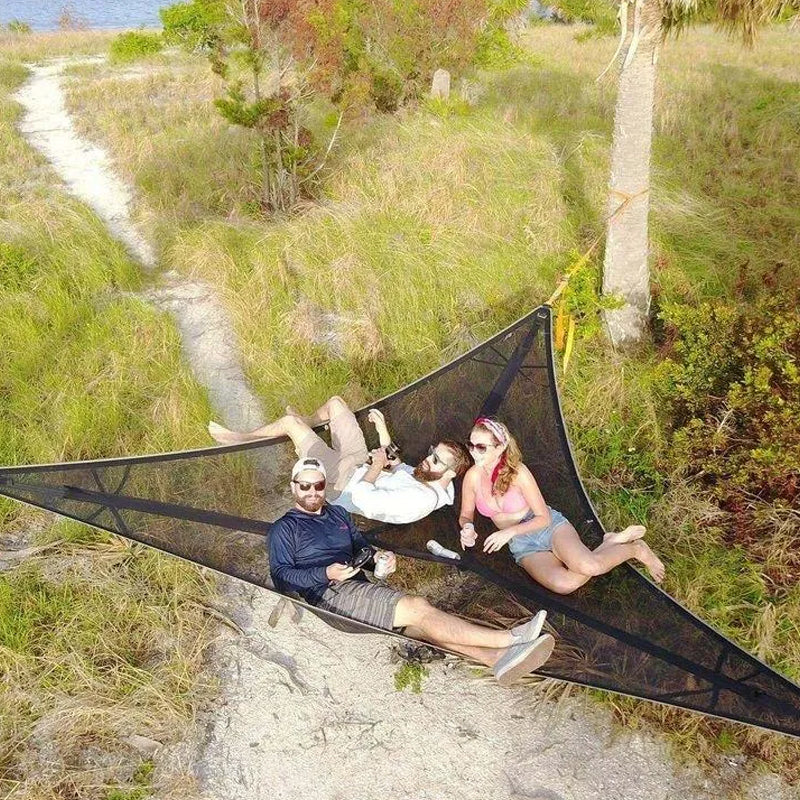 Triangle Hammock with Three-Point Anchor System and Multi-Person Capacity All Vera Mart