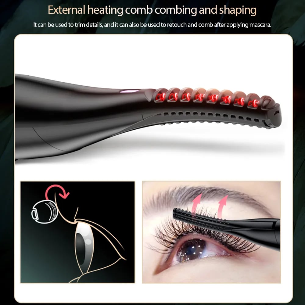 Heated Eyelash Curler with Three Temperature Settings and Curved Comb Design All Vera Mart