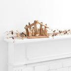 Nativity Scene with Weathered Driftwood Frame and Gold Washed Figures, Metal Star All Vera Mart