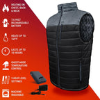 Mens Electric Heated Vest with Rechargeable Battery Pack and Fleece Lining