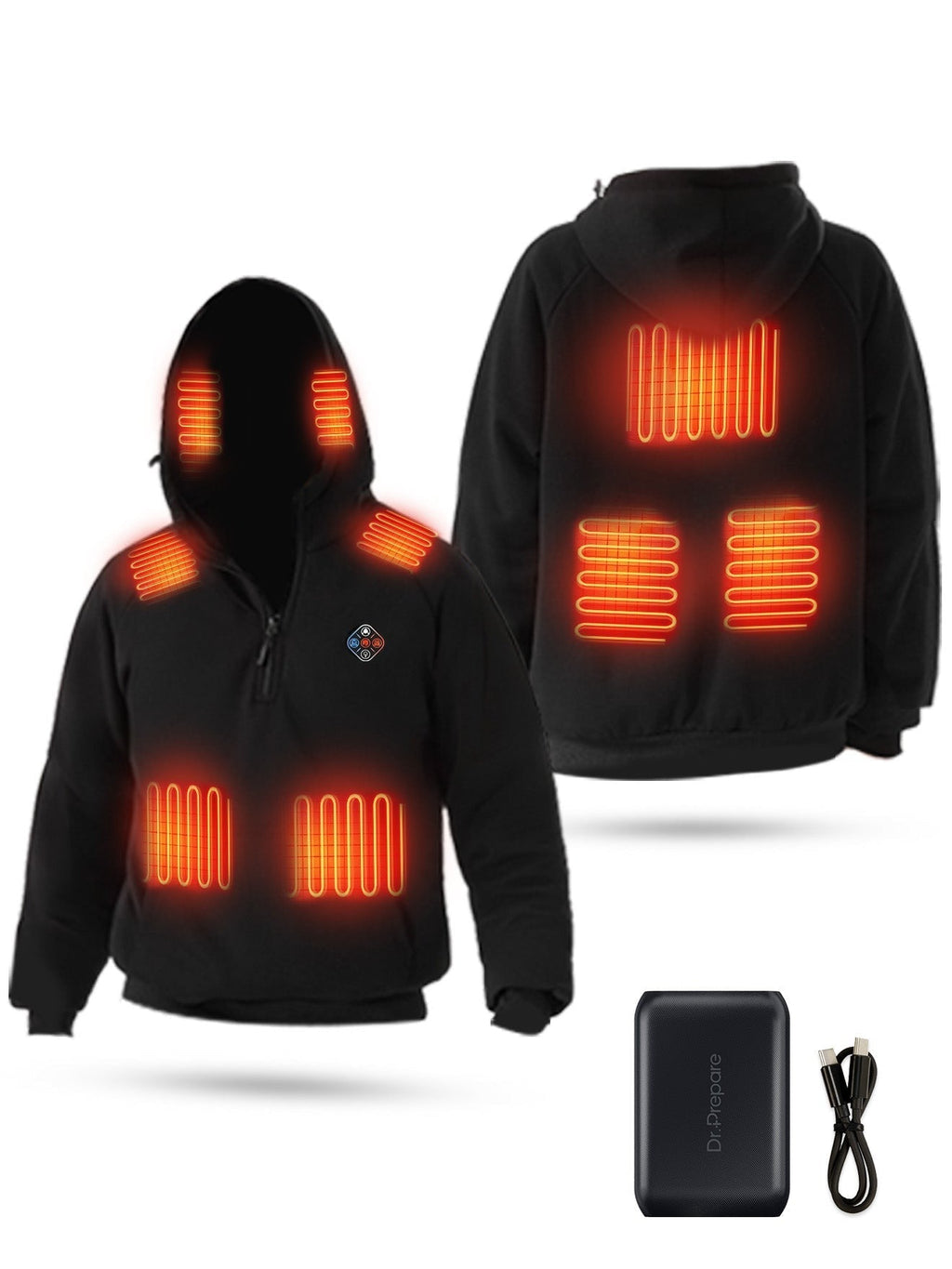 Unisex Electric Heated Fleece Pullover Sweatshirt with Included Battery Pack
