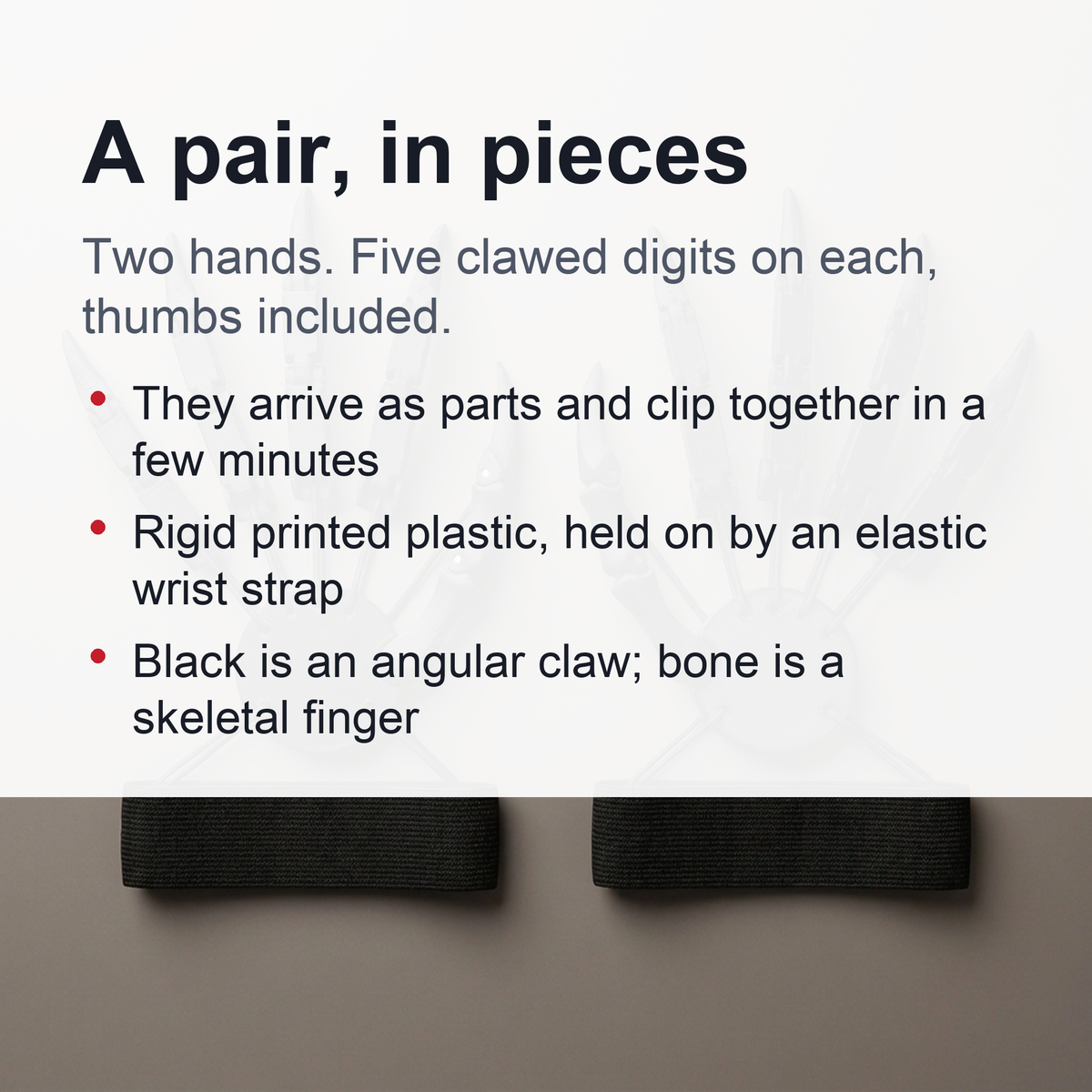 Articulated Finger Extensions Pair with Clawed Digits for Halloween Costumes