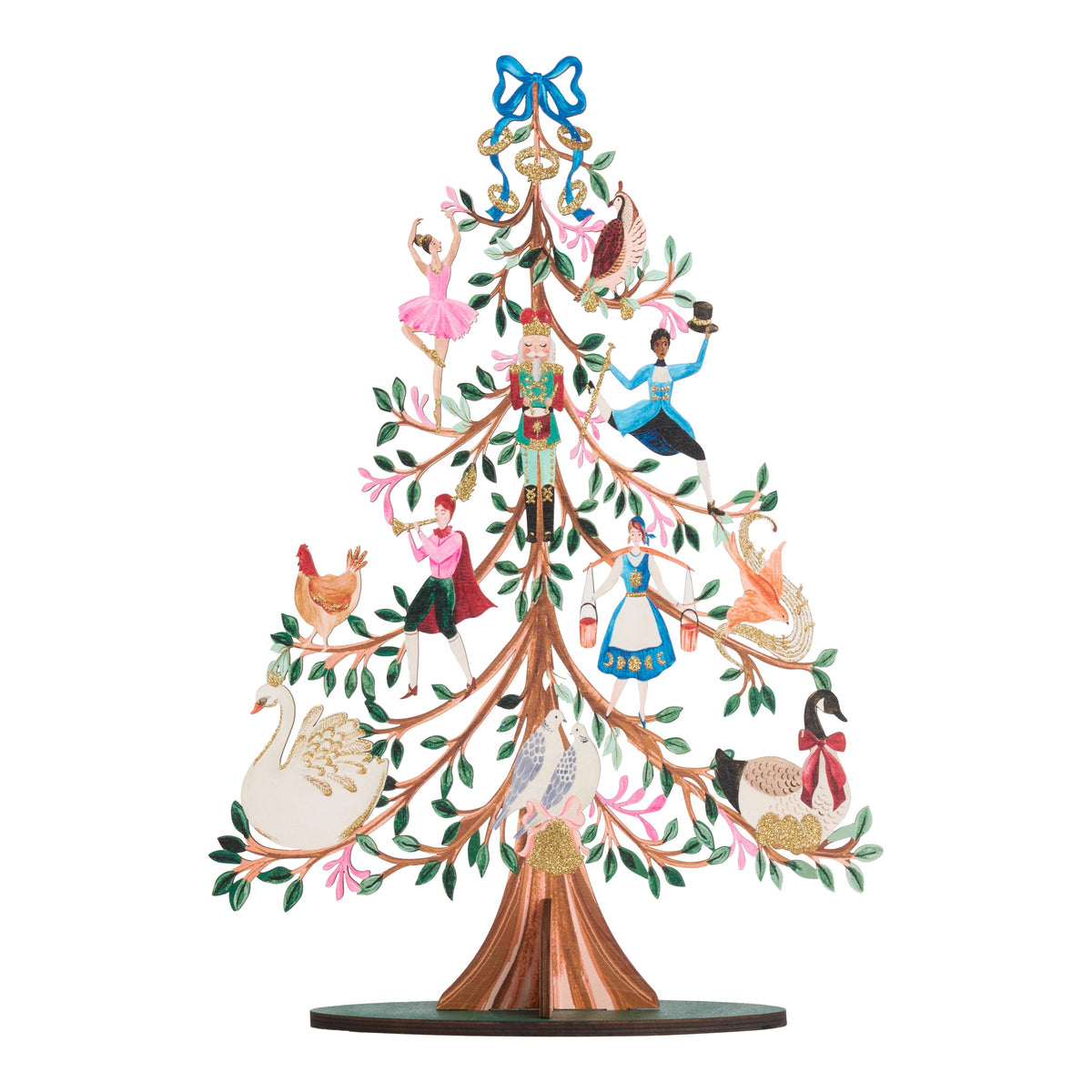 Wooden Christmas Tree Decor with Glitter Painted Panels and 12 Days Theme All Vera Mart