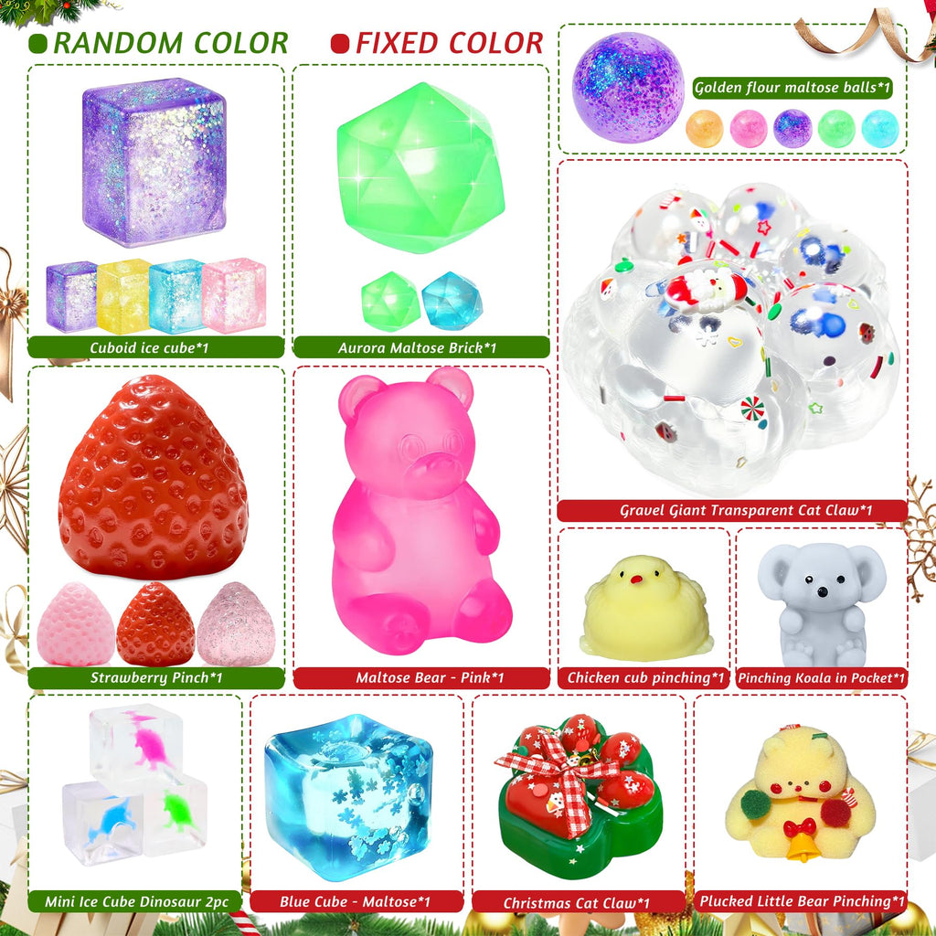Squishy Toy Advent Calendar with 24 Unique Squeeze Toys and Foldout Display All Vera Mart