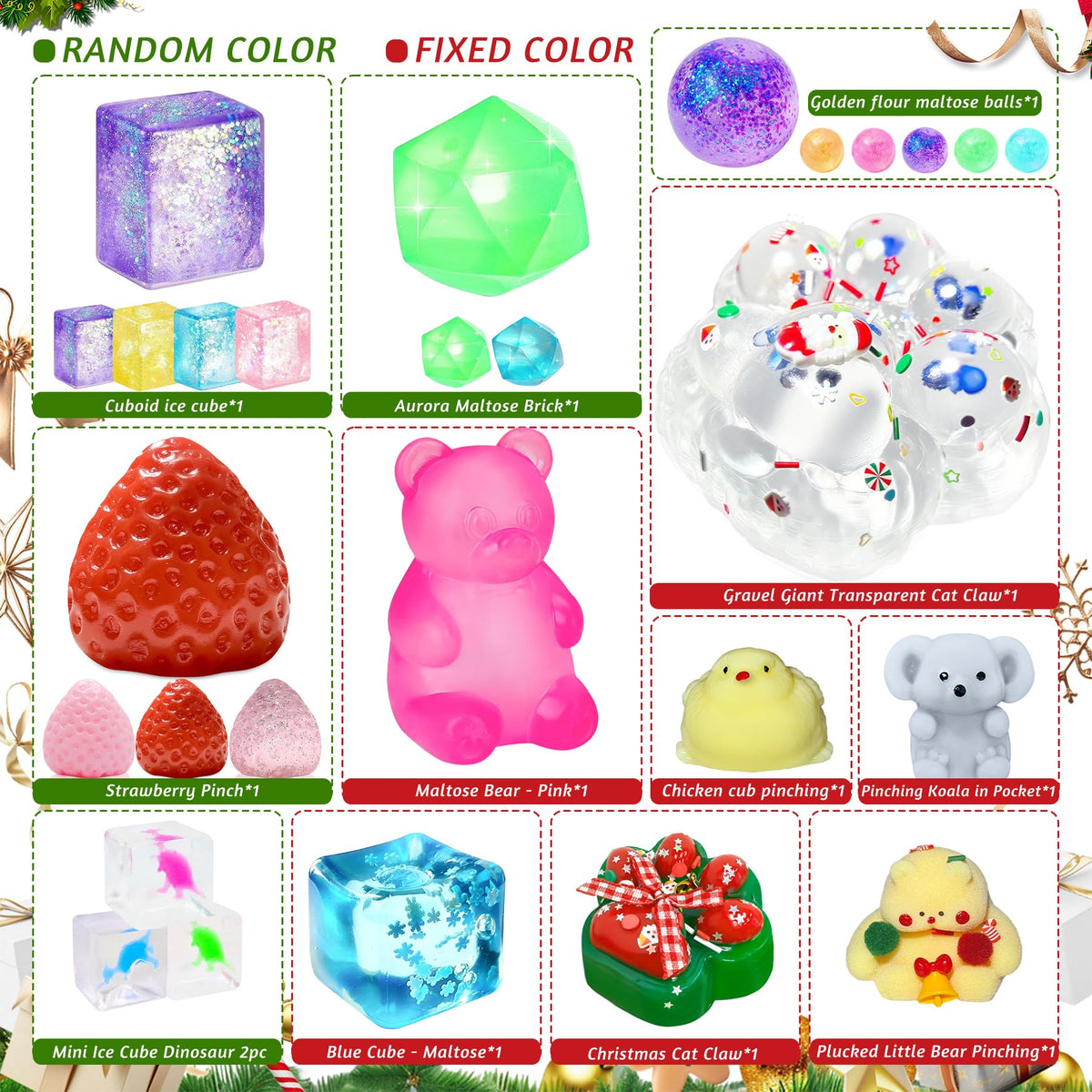 Squishy Toy Advent Calendar with 24 Unique Squeeze Toys and Foldout Display All Vera Mart