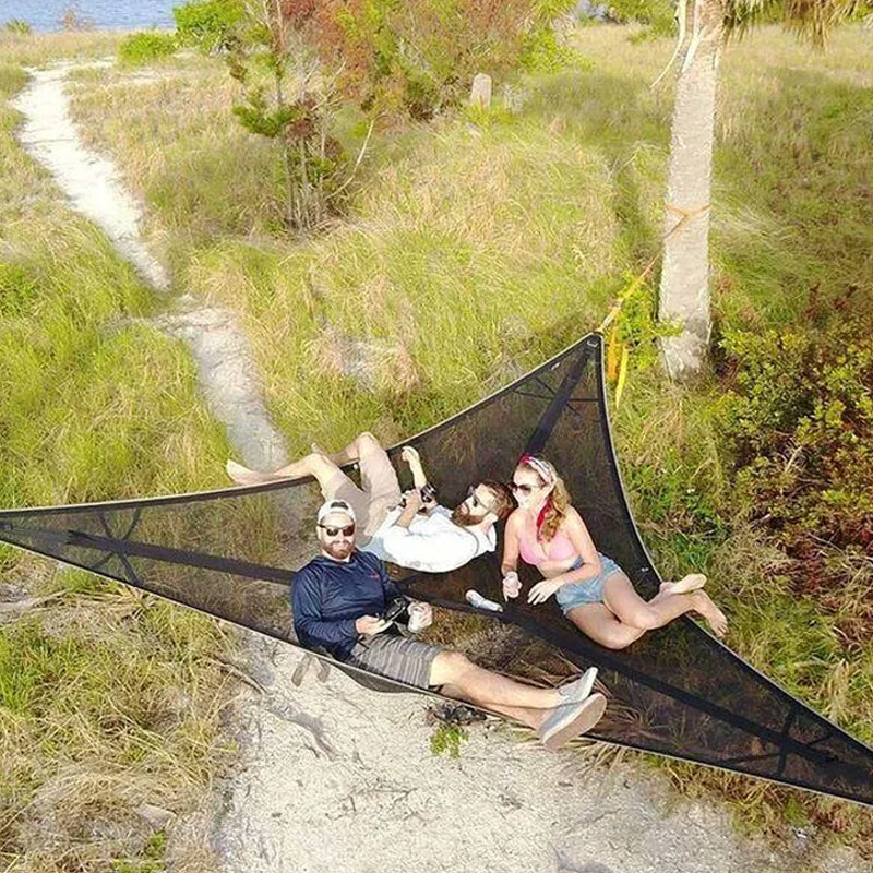Triangle Hammock with Three-Point Anchor System and Multi-Person Capacity All Vera Mart