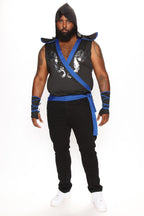 Mens Dragon Ninja Costume Set with Hooded Tunic and Gauntlets
