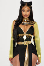 Womens Egyptian Queen Costume Set with Sheer Dress and Cape