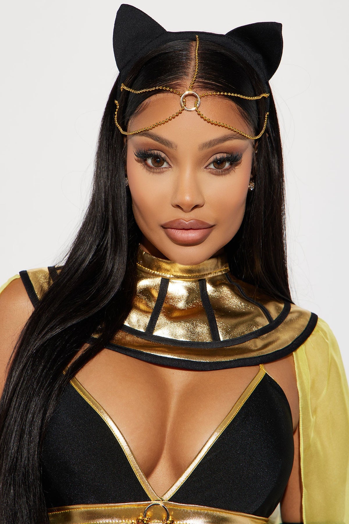 Womens Egyptian Queen Costume Set with Sheer Dress and Cape