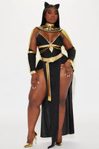 Womens Egyptian Queen Costume Set with Sheer Dress and Cape