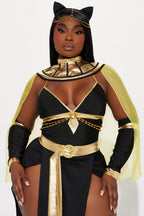 Womens Egyptian Queen Costume Set with Sheer Dress and Cape