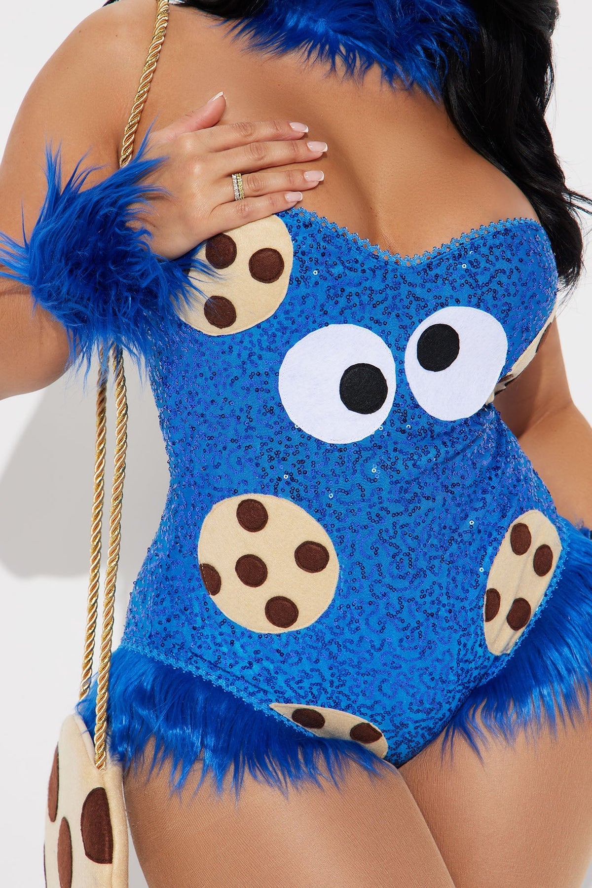 Womens Cookie Creature Costume Set with Sequin Teddy and Leg Warmers