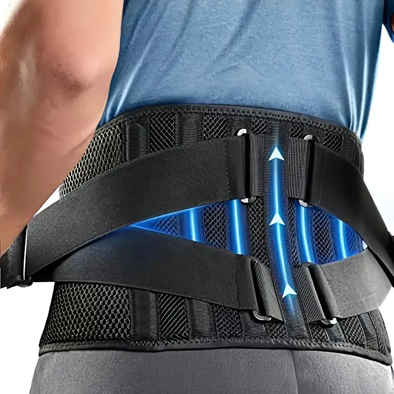 Lower Back Brace with Six-Strip Reinforcement and Reversible Massage Pad All Vera Mart