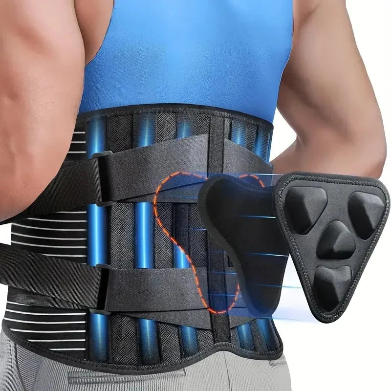 Lower Back Brace with Six-Strip Reinforcement and Reversible Massage Pad All Vera Mart