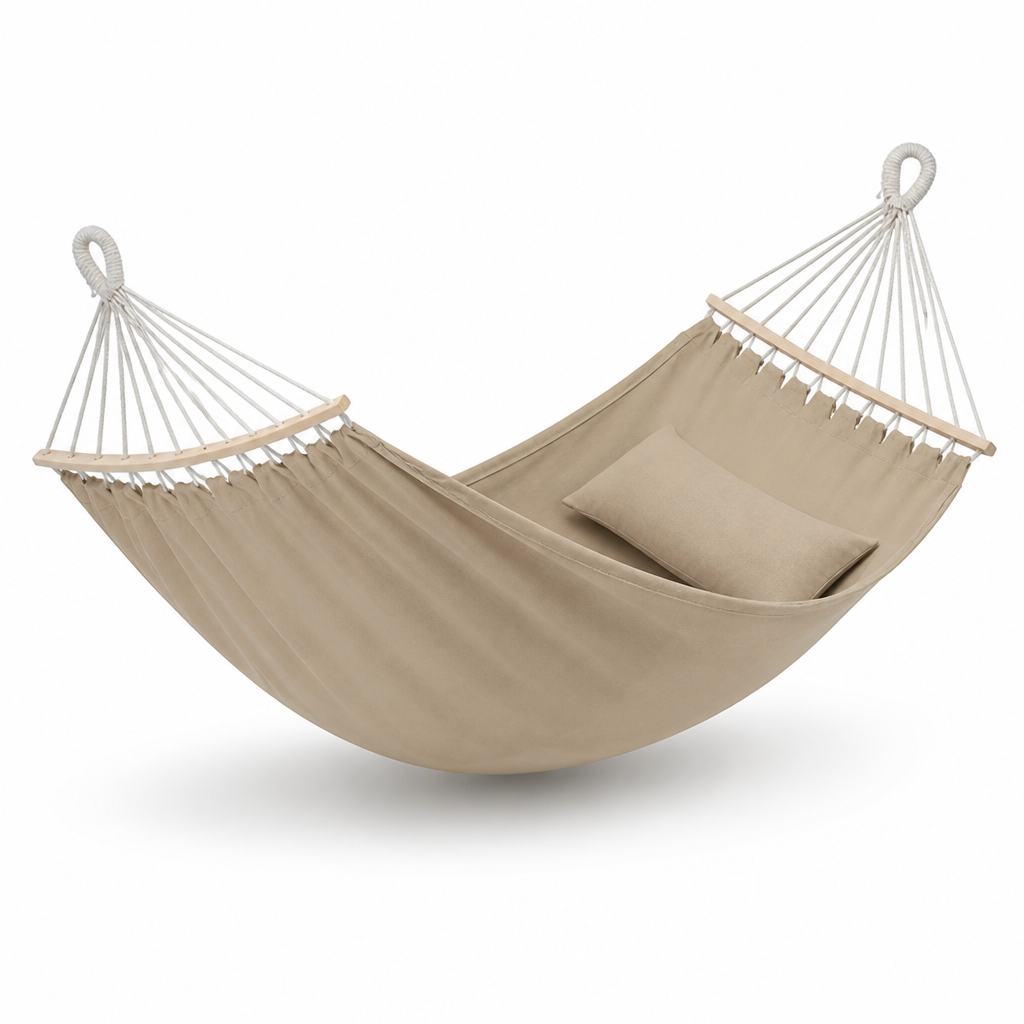 Double Canvas Hammock with 22-Strand Braided Ropes and Carry Bag for Two Adults All Vera Mart