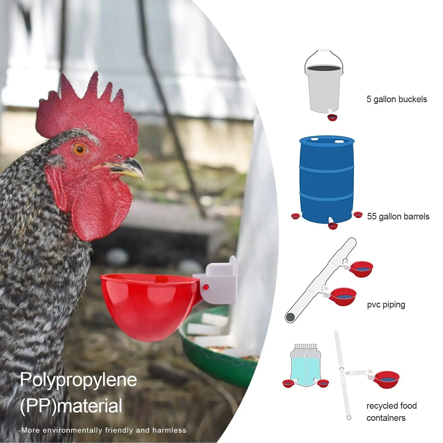 Gravity Spring Valve Chicken Waterer with Dual Rubber Seal, 10 Pack All Vera Mart