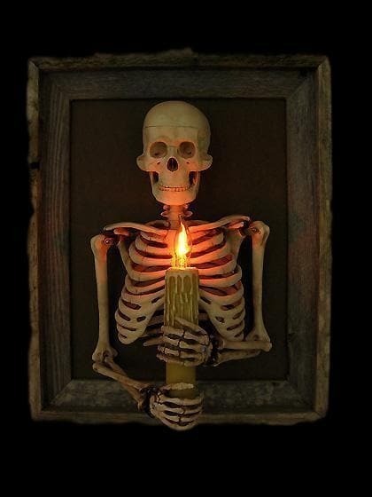Framed Skeleton Torso Wall Display with Flickering Candle Light and Anatomical Detail All Vera Mart