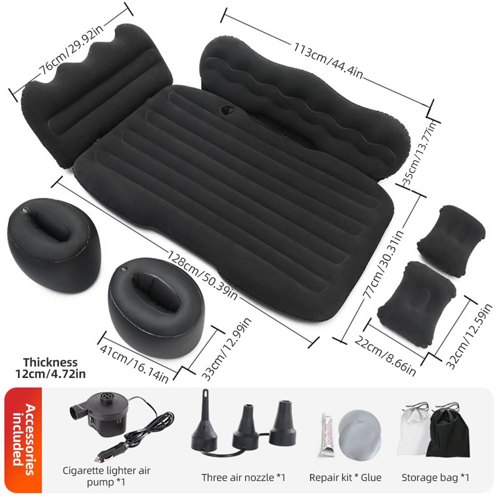 Inflatable Backseat Mattress with Vehicle Air Pump and Child Safety Guards All Vera Mart