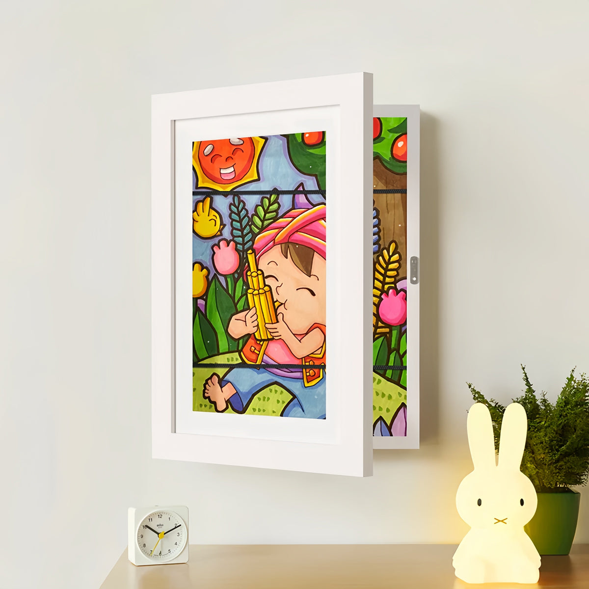 Artwork Display Frame with Magnetic Latch and 150-Sheet Storage Capacity All Vera Mart