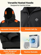 Unisex Electric Heated Fleece Pullover Sweatshirt with Included Battery Pack