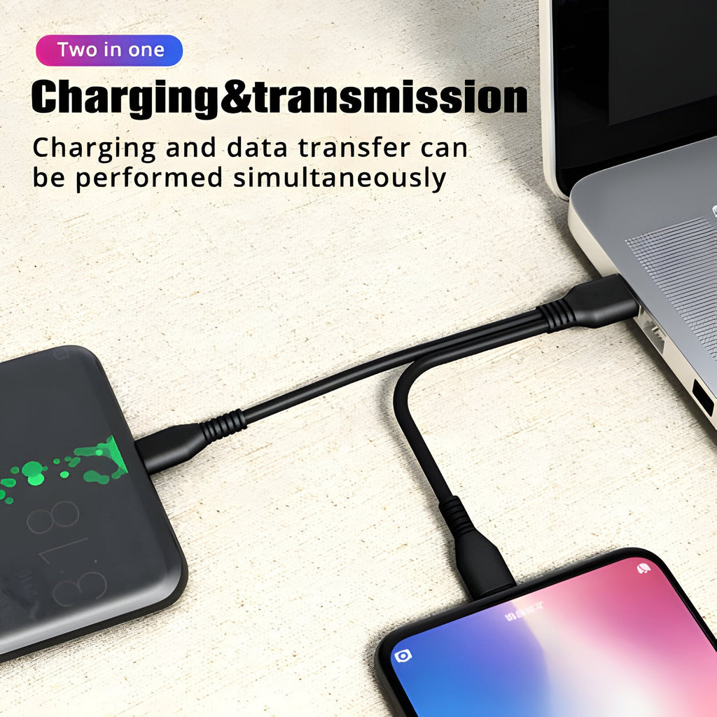 Dual Port Charging Cable with Type C and Micro USB, 3.28ft Length All Vera Mart