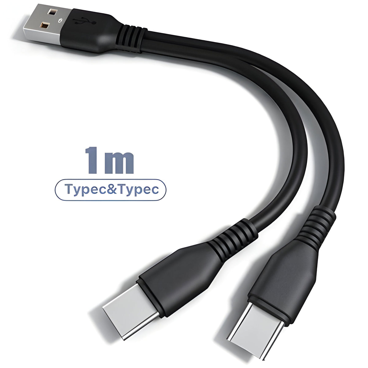 Dual Port Charging Cable with Type C and Micro USB, 3.28ft Length All Vera Mart