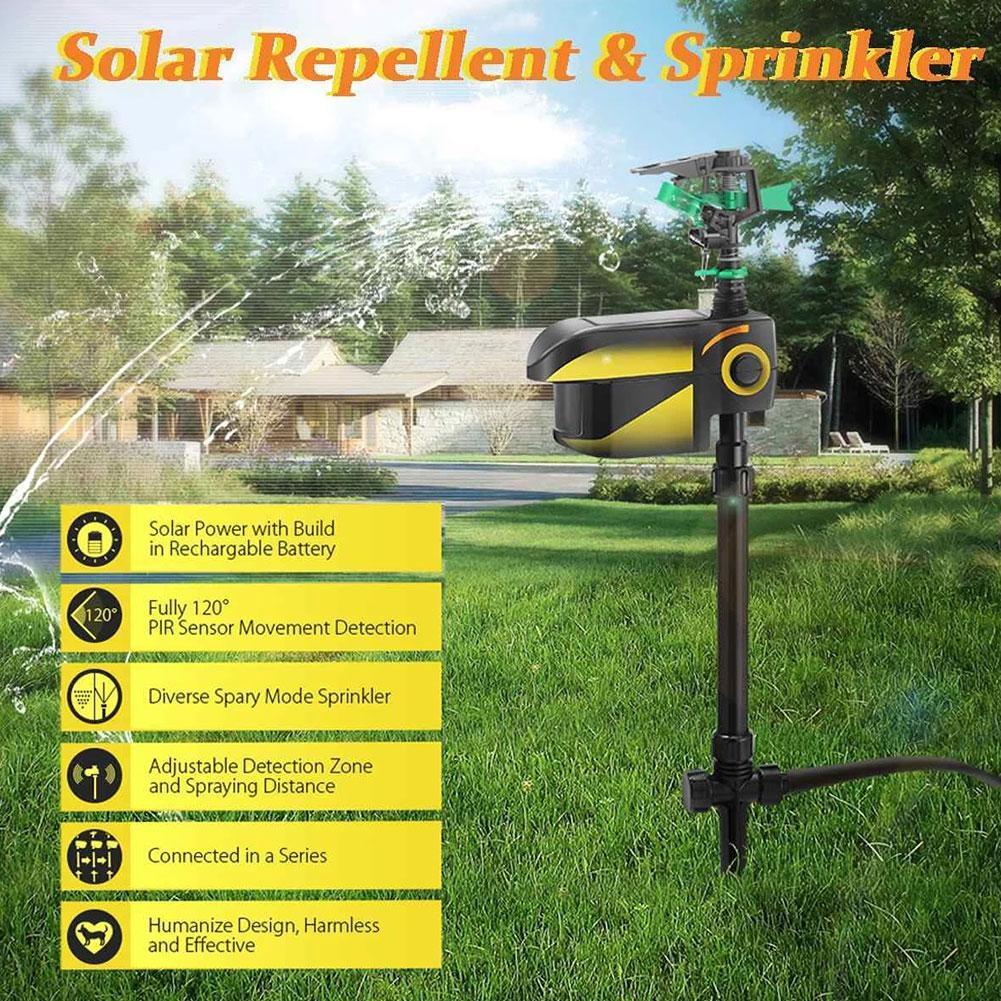 Solar Powered Motion Activated Sprinkler with 300 Degree Coverage for Garden Deer Deterrent All Vera Mart