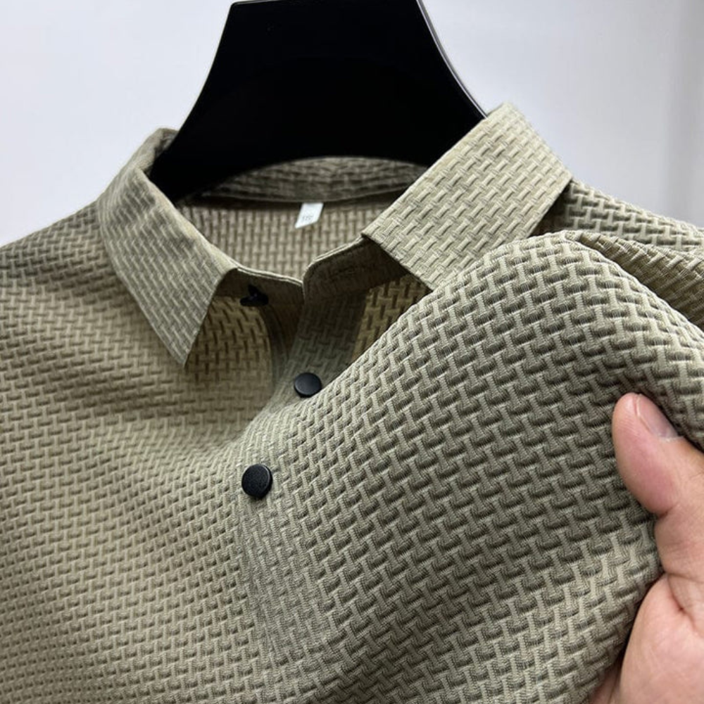 Tailored Polo Shirt with Structured Collar and Cotton Blend Knit, Machine Washable All Vera Mart