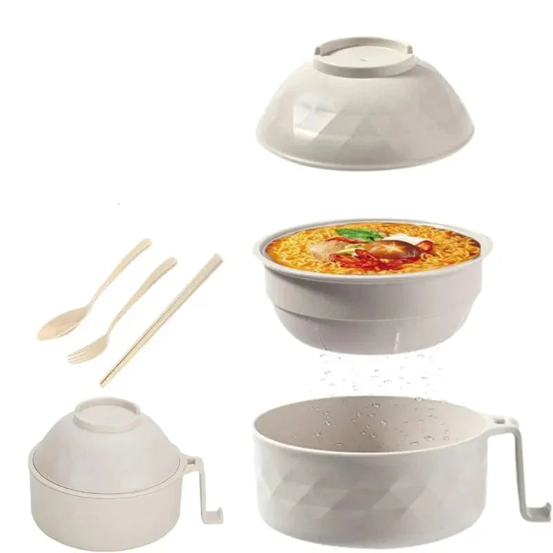 6PC/Set Microwave Ramen Bowl Set, Ramen Noodle Cooker with Lid & Handle,Perfect for Home, Office, Dorm, or College Tableware allveramart
