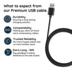 Micro USB Cable 10ft with Data Transfer and Secure Connector All Vera Mart