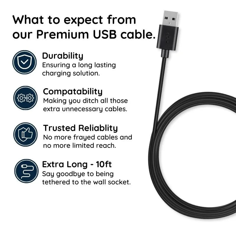 Micro USB Cable 10ft with Data Transfer and Secure Connector All Vera Mart