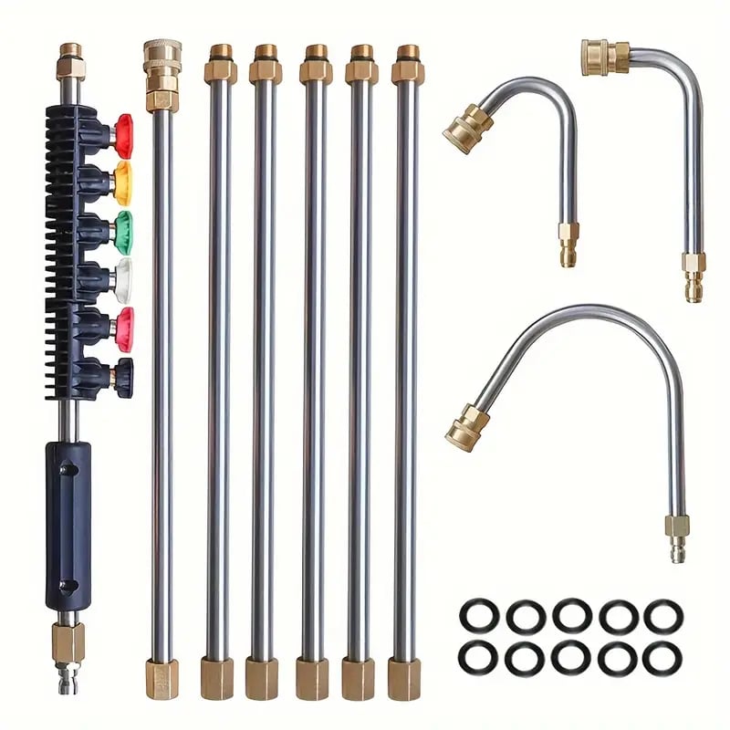 Telescoping Pressure Washer Wand with 10ft Reach and 5 Spray Nozzles for Gutters All Vera Mart