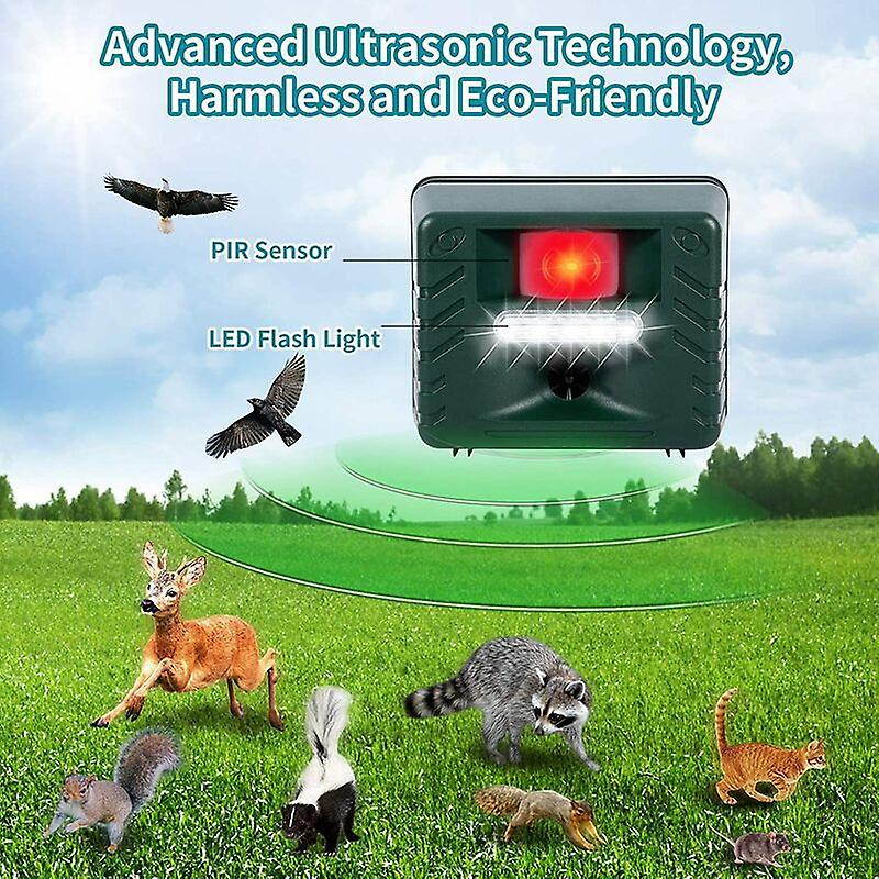 Ultrasonic Bird Repeller with Solar Power and LED Flash Lights, 170-Degree Coverage All Vera Mart