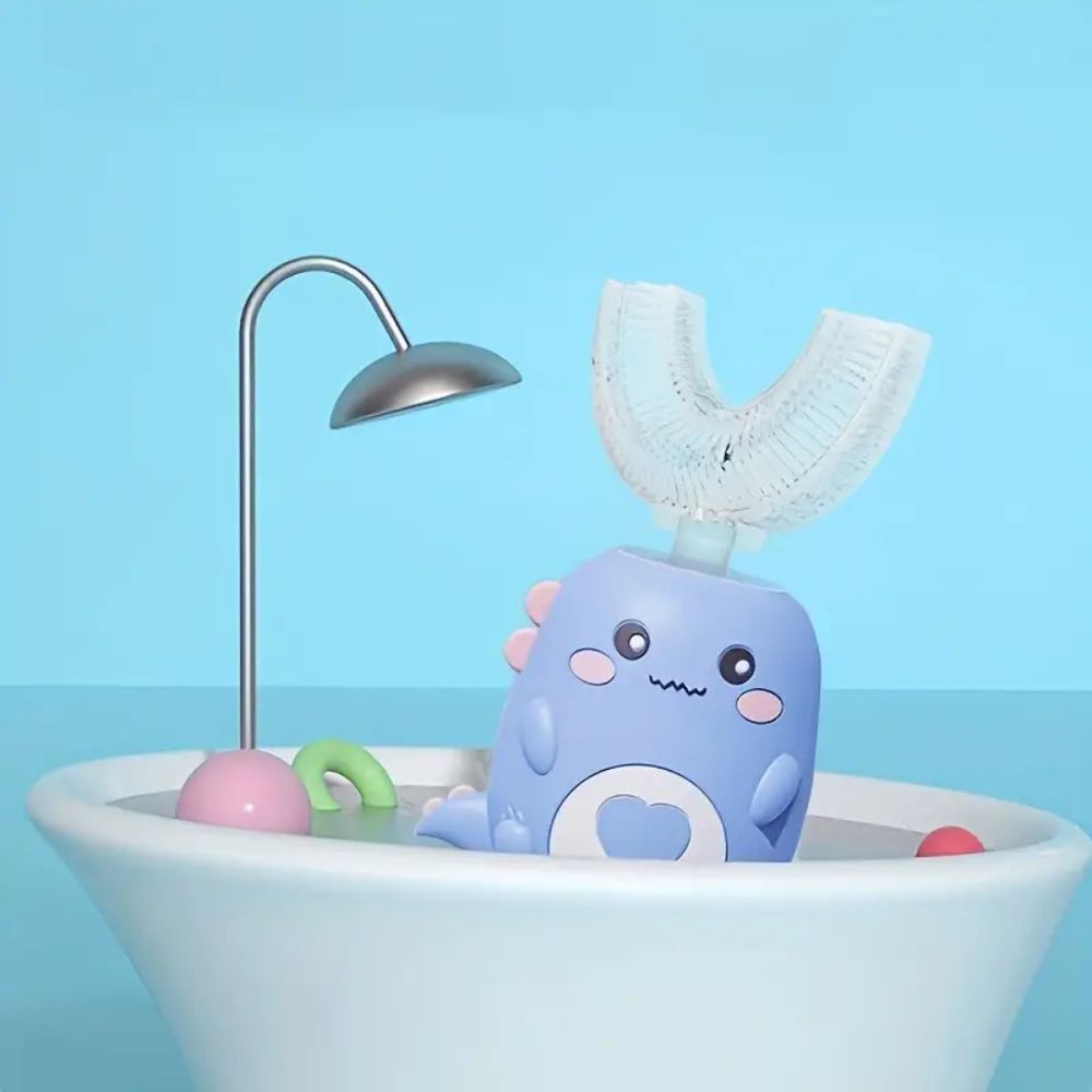 U-Shape Kids Toothbrush with Sonic Vibration and Blue Light Technology, Rechargeable All Vera Mart
