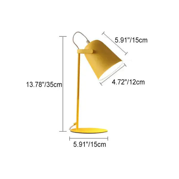 Table Lamp with Bucket-Shaped Shade and Iron Base for Bedroom Desk, Macaron Colors All Vera Mart