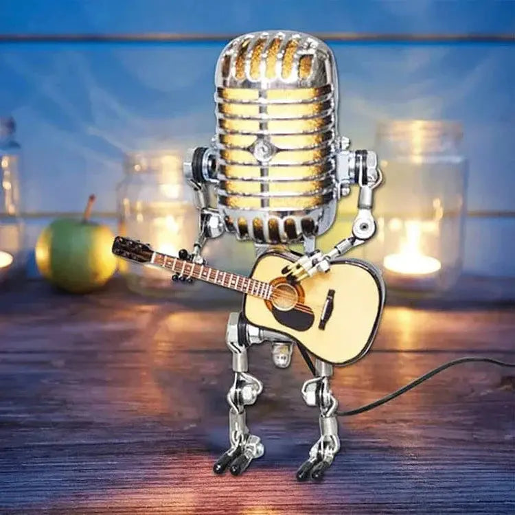 Retro Microphone Lamp with Articulated Joints and Robot Accent, LED Compatible All Vera Mart