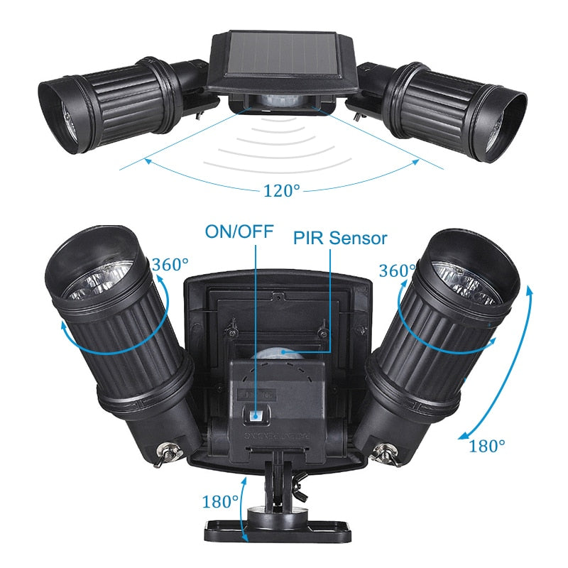 Motion Sensor Solar LED Light with 360 Degree Rotation and 600 Lumens, IP65 Waterproof All Vera Mart