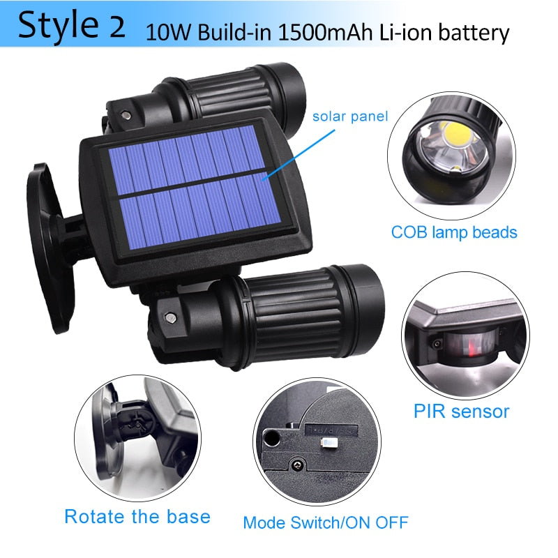Motion Sensor Solar LED Light with 360 Degree Rotation and 600 Lumens, IP65 Waterproof All Vera Mart