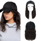 Wavy Synthetic Hair Baseball Cap with Adjustable Strap and Flame Resistant Fibers All Vera Mart