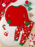 Kids Holiday Pajama Set with Lined Long Sleeves and Festive Graphics All Vera Mart