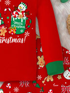 Kids Holiday Pajama Set with Lined Long Sleeves and Festive Graphics All Vera Mart