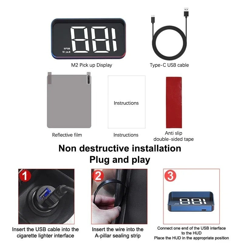 Windshield Projection Speedometer with Dual Satellite Reception and Auto Brightness Control All Vera Mart