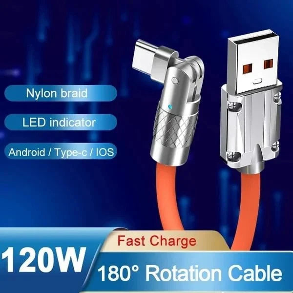 Rotating Charging Cable with 180° Connector and 480 Mbps Data Transfer All Vera Mart